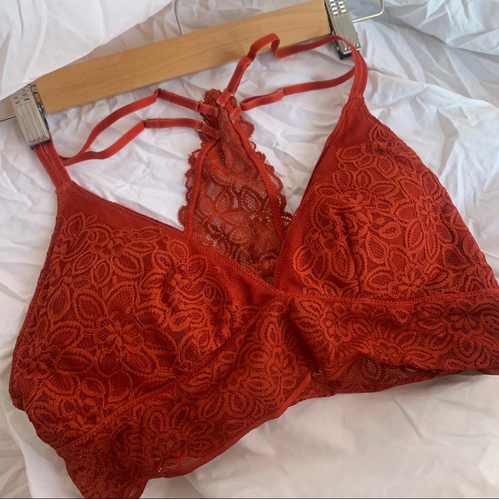 burnt orange lace bralette